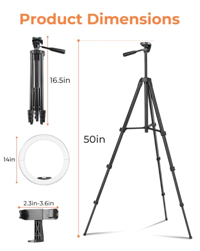 Sensyne 14" Ring Light with Tripod Stand, LED Circle Light with Phone Holder, for Photo Selfie, Video Recording, Zoom Meeting - size: 14-inch