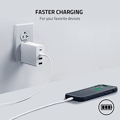 Razer USB-C 130W GaN Charger, 4 Ports, Super Fast Charging, White