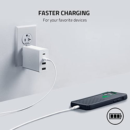 Razer USB-C 130W GaN Charger, 4 Ports, Super Fast Charging, White