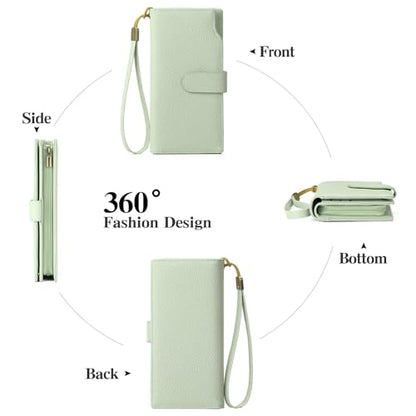 GAEKEAO Womens Wallets Large Capacity Leather Card Holder RFID Blocking Wristlet Clutch Long Travel Ladies Purse - color: Z03-Green