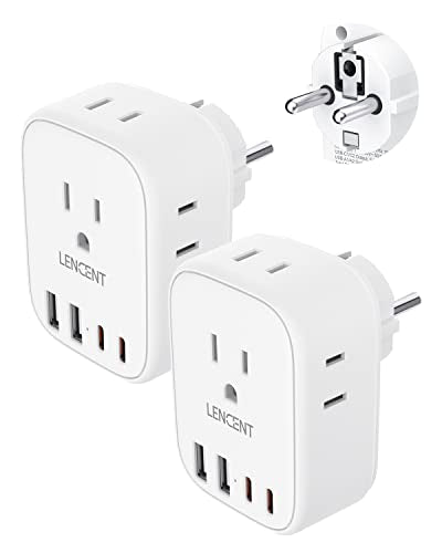 LENCENT Germany France Travel Power Adapter, Schuko Type E/F Power Plug - style: Type E/F-2 Pack-Germany