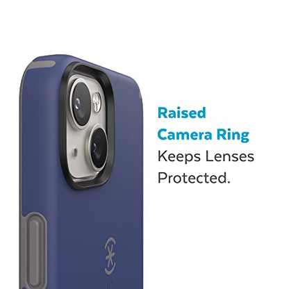 Speck iPhone 15 Plus & 14 Plus Case - Drop Protection, Scratch Resistant, Built for MagSafe iPhone Case - Soft Touch Coating - 6.7" iPhone Case, Dual Layer - Prussian Blue/Cloudy Grey CandyShell Pro - color: Prussian Blue/Cloudy Grey