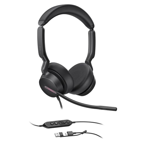 Yealink UH46 Wired Headset,USB-C/A,3-Mic AI Noise Cancelling,Inline Control