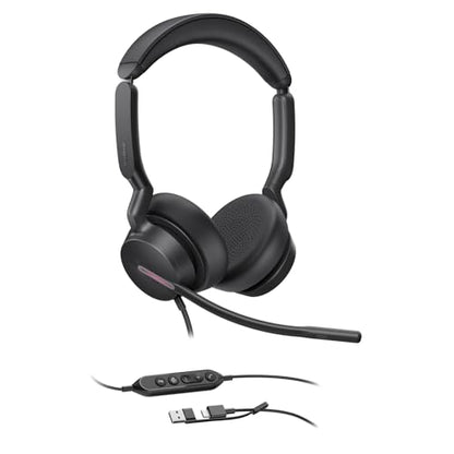 Yealink UH46 Wired Headset,USB-C/A,3-Mic AI Noise Cancelling,Inline Control