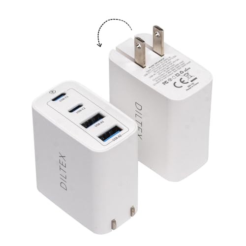4USB Ports Gan 40W Foldable Charger 2 Pack - Compact USB-C & USB-A Fast Charger with Smart Power Output for Safe Charging- Charging Block compatible with Apple, Android & Google Devices Simultaneously