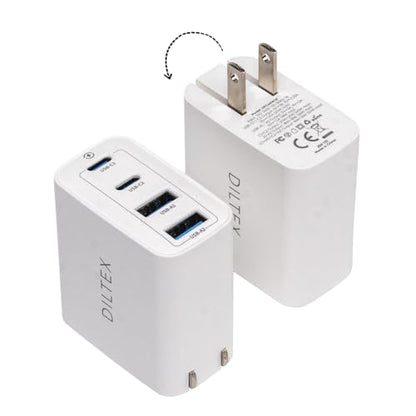 4USB Ports Gan 40W Foldable Charger 2 Pack - Compact USB-C & USB-A Fast Charger with Smart Power Output for Safe Charging- Charging Block compatible with Apple, Android & Google Devices Simultaneously