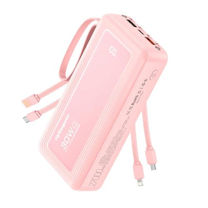 Portable Charger 27000mAh 30W Fast Charging Power Bank - color: Pink, size: 27000Mah