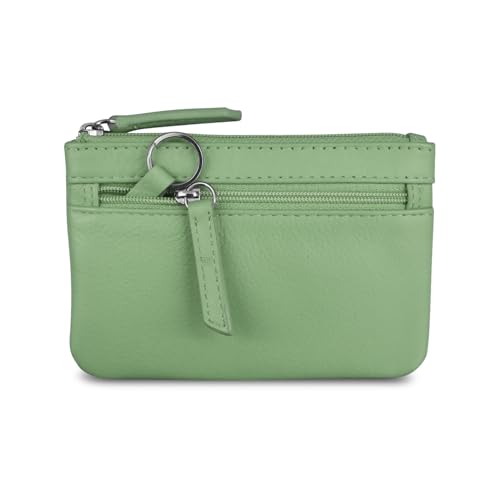 ili New York Leather Mini Compact Coin Purse - Sage - color: Sage