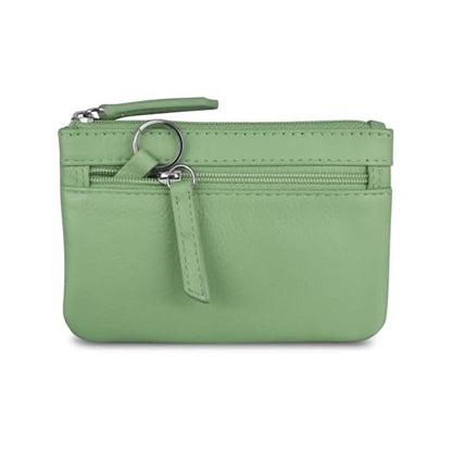 ili New York Leather Mini Compact Coin Purse - Sage - color: Sage