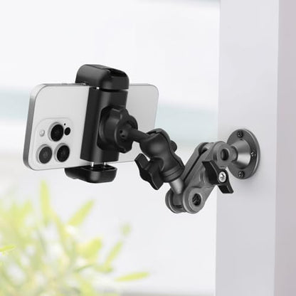 Wall Mount Phone Holder Drilling Base Heavy Duty iPhone Stand,360° Adjustable 2-Stage Arms Mount for Wall/Desk/Car/Truck/Van Dashboard,Compatible with 3.5~7.5" iPhone/HTC/LG/Nexus/Huawei Smartphone