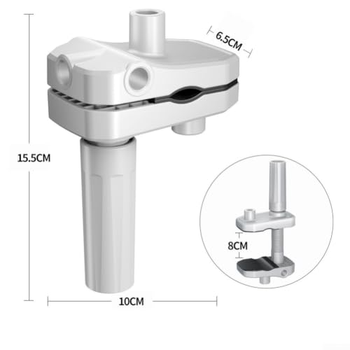 Bed Desk Clamp Mount Replacement for Gooseneck Phone Arms and Mic Holder 3 Inch Anti-Slip Base with 5 Hole Positions for Round Tube Cantilever Bracket Stable Desktop Bedside Stand Accessory(White) - color: White