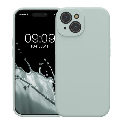 kwmobile Case Compatible with Apple iPhone 15 Case - Slim TPU Silicone Phone Cover - Soft Touch Finish - Cool Mint - color: Cool Mint, size: iPhone 15