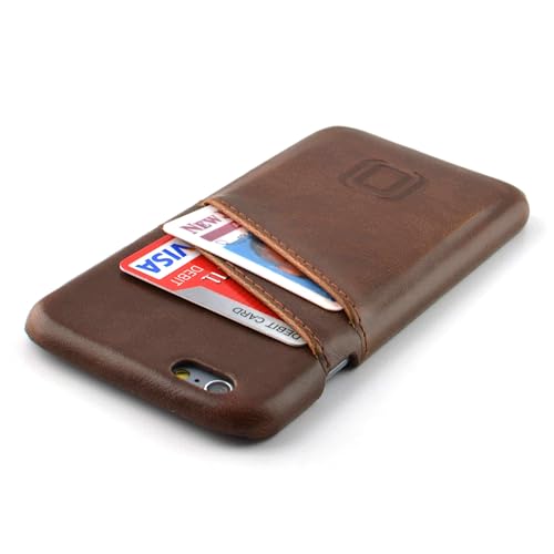 Dockem Card Case for iPhone 6S - Vintage Synthetic Leather Wallet Case, Ultra Slim Professional Executive Snap On Cover with 2 Card Holder Slots, Brown - size: for iPhone 6S