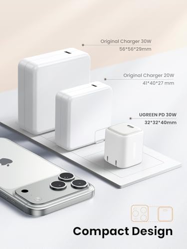 UGREEN Nexode 30W USB C Charger, GaN Fast Charger for iPhone 18/17 - color: White