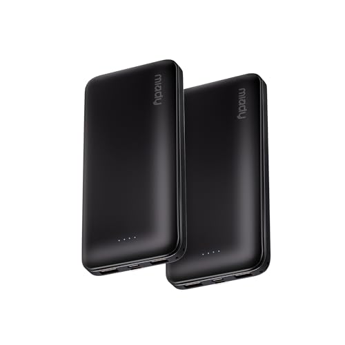 Miady 2-Pack Portable Charger, Slim 10000mAh Power Bank Travel Battery Pack - color: Black+Black