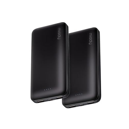 Miady 2-Pack Portable Charger, Slim 10000mAh Power Bank Travel Battery Pack - color: Black+Black