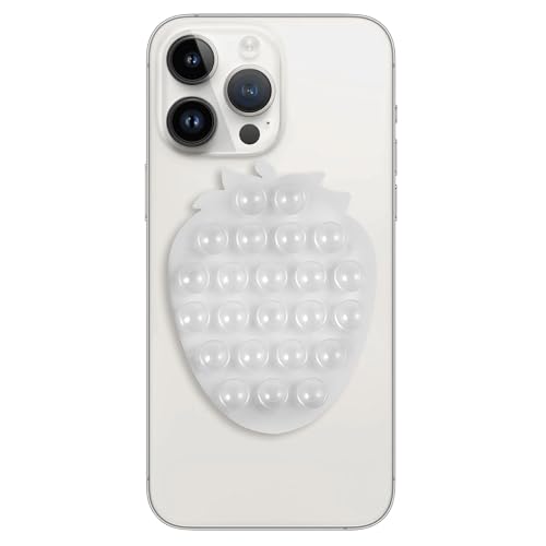 CIEO SuctionPhone Grip, Strong Silicone Suction,Strawberry Sticky Grip,Suitable for Selfies and Videos on Mirrors, Bathrooms and Smooth Surfaces, Compatible with iPhone (Strawberry Transparent) - color: Strawberry Transparent