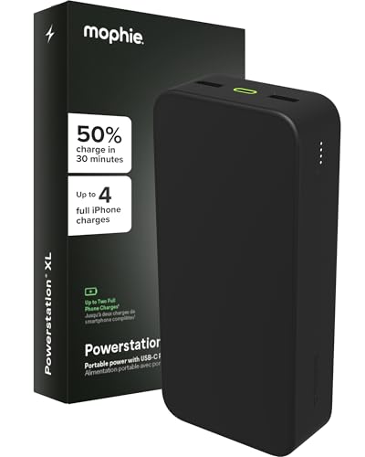 mophie Powerstation XL Power Bank 2023-20,000 mAh Large Internal Battery, (2) USB-A Ports and (1) 20W USB-C PD Fast Charging Input/Output Port, Travel-Friendly - size: 20,000 mAh, style: Gen 2