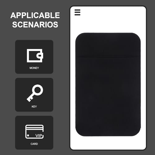 MAGICLULU 2pcs Adhesive Credit Card Holder Mobile Phone Wallet Back Stickers with Elastic Stretch Fabric for Smartphones Black Cellphone Sticky Pocket