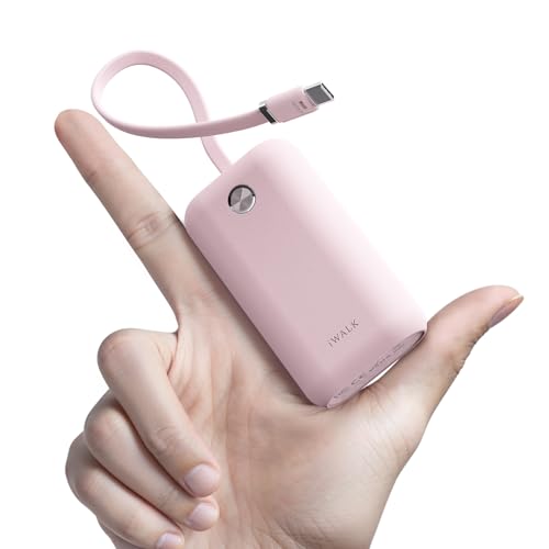 iWALK Mini Portable Charger 10,000mAh, 22.5W USB-C Fast Charging Power Bank with Built-in Cable, Travel Essential Ultra-Small Battery Pack Compatible for iPhone 17/16/16 Pro/15, Samsung, Google, Pink - color: Pink 22.5W