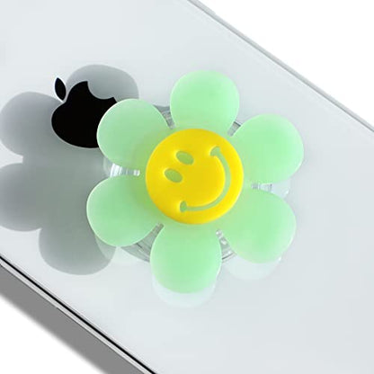 On The Grip Cheerful Smiley Flower Phone Grip - Bright, Expandable, Collapsible - Comfortable Touch, Secure Grip (Mint) - color: Mint