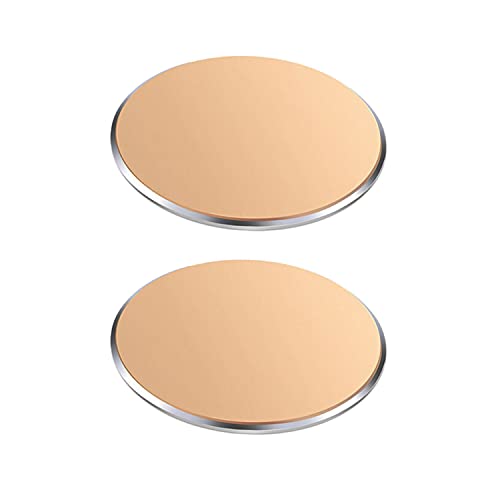 SALEX Replacement Metal Plates Set for Magnetic Car Phone Holders, Wall & Air Vent Mounts, Cases, Magnets. Kit of 2 Matte Gold Round Iron Discs Without Holes. 3M Adhesive Backing. Steel Disks 2 Pack. - color: Gold / 2 Pack