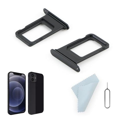 2PCS SIM Card Tray for iPhone 12 SIM Card Slot Holder Replacement for iPhone 12 A2403 A2172 A2402 with Open Eject Pin(Black)