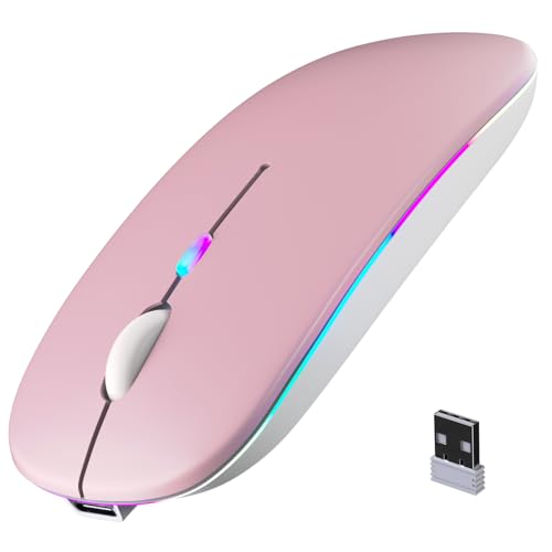 Afaartcci Rechargeable Wireless Mouse, Silent Bluetooth Mouse (Pink) - color: Pink