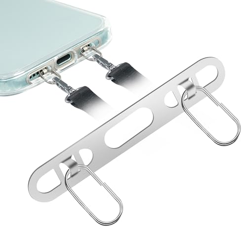 ZXZone iPhone Hang 2 Way Metal Phone Tether Tab, Upgraded Double Buckle Hole Ring Cell Phone Lanyard Patch, Phone Strap Replacement Part for iPhone Cases (Silvery-TQ) - color: Silvery-TQ