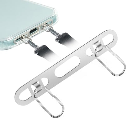 ZXZone iPhone Hang 2 Way Metal Phone Tether Tab, Upgraded Double Buckle Hole Ring Cell Phone Lanyard Patch, Phone Strap Replacement Part for iPhone Cases (Silvery-TQ) - color: Silvery-TQ