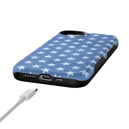Casely iPhone 16e Case | Coastal Blues | Denim Stars | Bold Protective Design | Compatible with MagSafe - color: Coastal Blues | Denim Stars