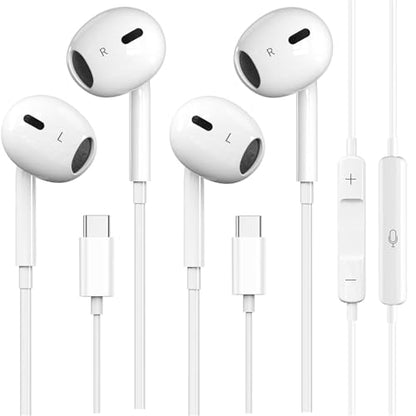 2 Pack USB C Wired Headphones for iPhone 17/16/15 Pro Max Earbuds