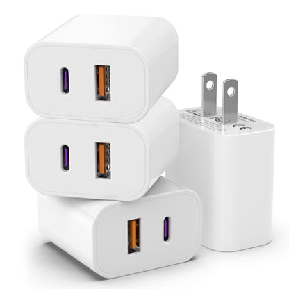 4 Pack i Phone 17 16 15 14 USB C Charger Block, 20W Dual Port QC + PD 3.0 - size: 4 Pack