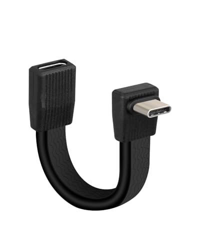 80Gbps Short USB 4 Flat Extension Cable,3.1 USB C Fast Charging Cable,PD 240W 90 Degree USB Type C Male to USB C Type Female Extender Cable,8K@60Hz Video Display for Phone(0.16FT/51MM) - style: male to female