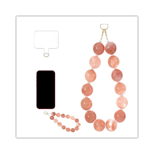 Marble Beaded Phone Wrist Strap Colorful Phones Charm Anti Theft Phones Chain Detachable Hand-Free Y2k Tops - color: Fleshcolor