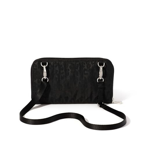 Baggallini Rfid Phone Wallet Crossbody - color: Black Cheetah Emboss