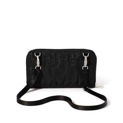 Baggallini Rfid Phone Wallet Crossbody - color: Black Cheetah Emboss