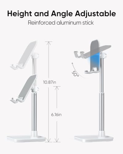 Cell Phone Stand, Phone Holder for Desk, Office Desktop iPhone Stand - color: White