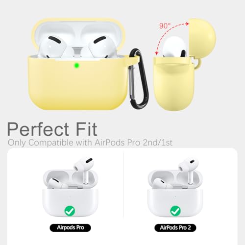 Lerobo for AirPods Pro 2 Case with Keychain, Cream Yellow - color: Cream Yellow