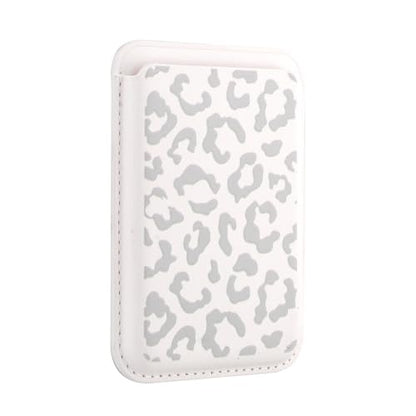 Compatible with MagSafe Wallet, Cute Cheetah Print Pattern, White - color: White Cheetah Print