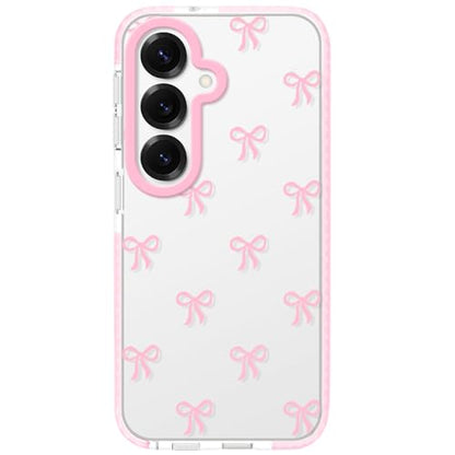 Dumkery Cute Phone Case Compatible with Samsung Galaxy S25 Plus, Bow Aesthetic Pattern Cases, Soft Clear TPU Shockproof Bumper Cover for Girls Women, Pink - size: Samsung Galaxy S25 Plus
