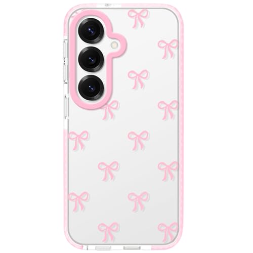 Dumkery Cute Phone Case Compatible with Samsung Galaxy S25 Plus, Bow Aesthetic Pattern Cases, Soft Clear TPU Shockproof Bumper Cover for Girls Women, Pink - size: Samsung Galaxy S25 Plus
