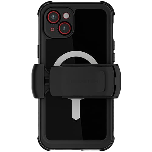Ghostek Nautical iPhone 15 Plus Waterproof Case with Holster Clip - Screen & Camera Protector, MagSafe Compatible, Heavy Duty Protection (6.7 Inch, Black) - color: Black, size: iPhone 15 Plus