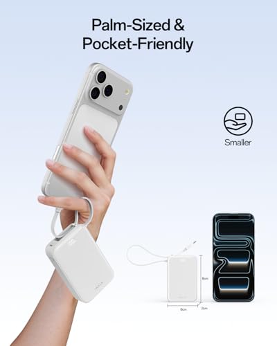 iWALK Portable Charger, 10000mAh 45W PD Power Bank, USB C in&Out Fast Charging Battery Pack with Phone Stand, Travel Essential Powerbank for iPhone 17 16 15 14 13 12 Samsung S25 MacBook etc,White - color: White 45W