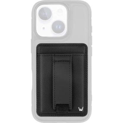 Walli Cases Magnetic Wallet, Slim Card Holder, Kickstand Finger Strap - color: Elite Black