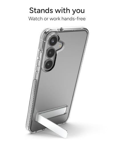 ZAGG Crystal Palace Samsung Galaxy S25+ Case with Kickstand - Crystal Clear, 13ft Drop Protection, Anti-Yellowing, Graphene Reinforced, Wireless Charging Compatible, Anti-Scratch - size: Samsung Galaxy S25 Plus, style: Without Snap