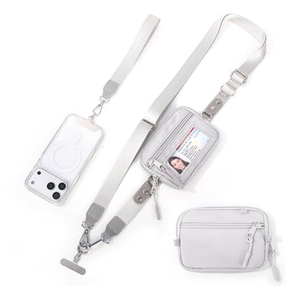 Crossbody Body Phone Holder for Women, New Phone Strap with Zippered Pouch, Adjustable Crossbody Strap - color: New Silver
