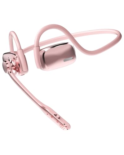 Wireless Headset with Noise Cancelling Mic, Bluetooth V5.4 Headphones-Pink - color: Pink