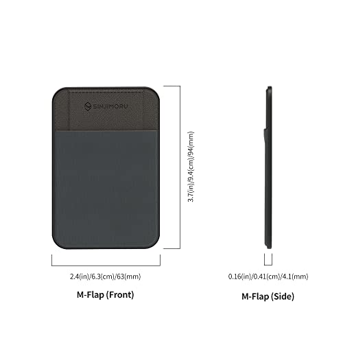 Sinjimoru Privacy Cover Magnetic Card Holder, Magnetic Phone Wallet Stick on as Credit Card Holder for MagSafe Compatible with iPhone 16 15 14 13 12 Series. M-Flap - color: Grey