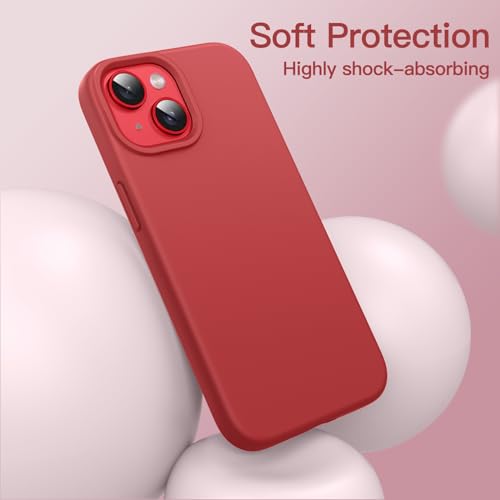 JETech Silicone Case for iPhone 14, Red | Silky Soft Touch, Shockproof Protection, Scratch Resistant, Microfiber Lining - color: Red, size: iPhone 14